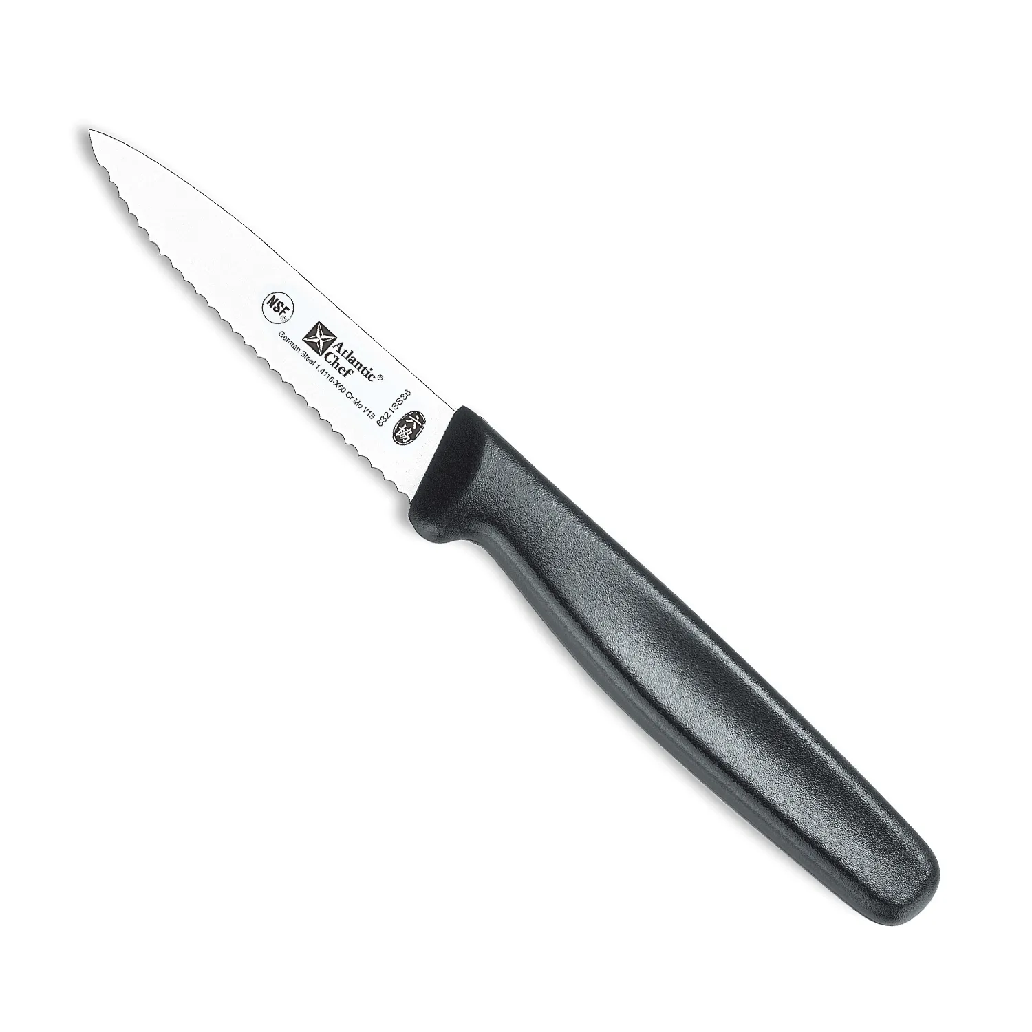 Atlantic Chef Paring Knife Serrated Edge 8Cm Black